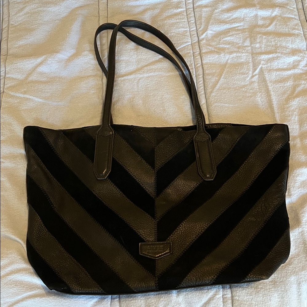 Aimee Kestenburg black leather and suede shoulder bag tote lightweight